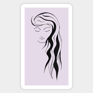 Black and white woman with long hair and eyes closed Magnet